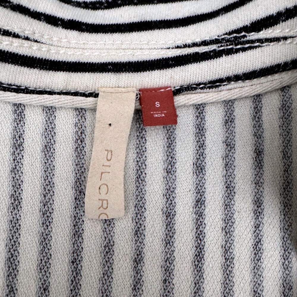Pilcro Anthropologie Henley Striped Small Black Cream Pullover Casual Top - Picture 4 of 8